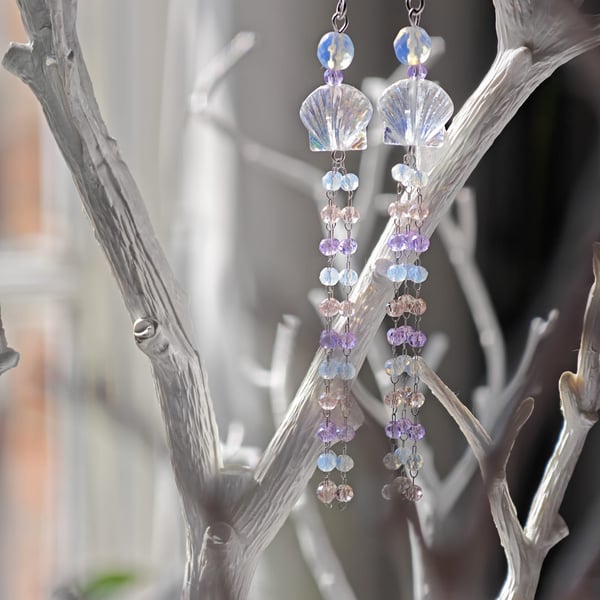 Mermaid summer long dangle earrings 