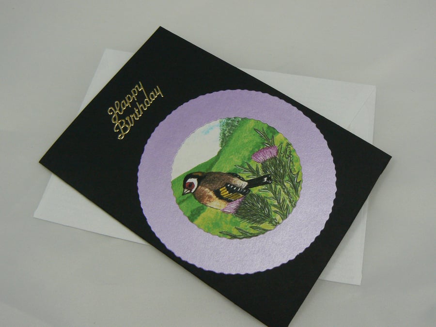 Goldfinch Happy birthday Card (scented)