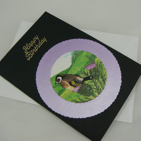Goldfinch Happy birthday Card (scented)