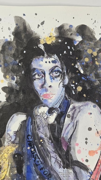 Original Watercolour Portrait – Expressive Mixed Media Art