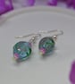 Murano Style Pink and Blue Floral Earrings - Image 4