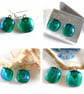 Earrings Dichroic Glass Fused Choice of colour handmade sterling silver hooks  - Image 2
