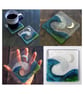 Handmade Fused Glass Wave Drinks Coaster - With Embedded Coloured Bubbles - Tile - Image 1