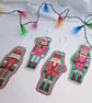 Nutcracker Christmas Decoration - hanging felt soldier motifs in red and pink