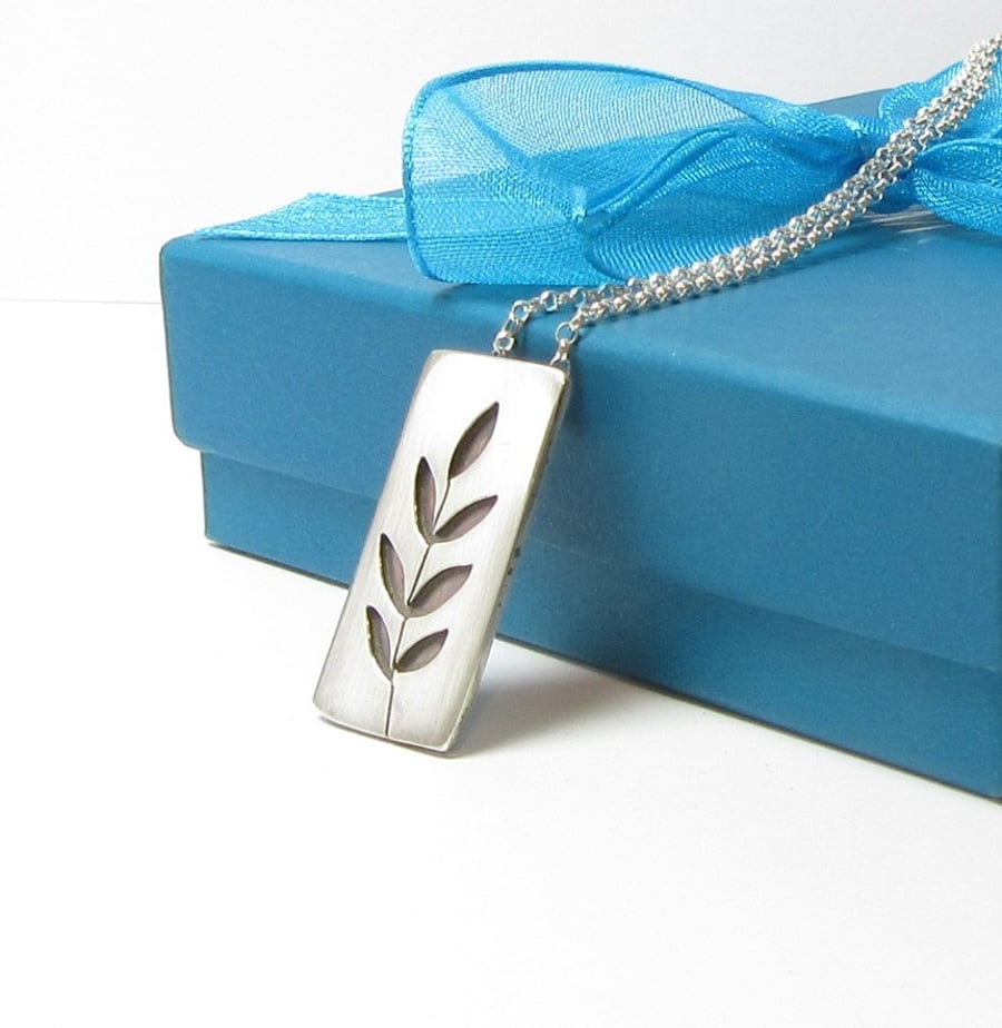 Ash Leaf Pendant - handmade recycled sterling silver woodland pendant