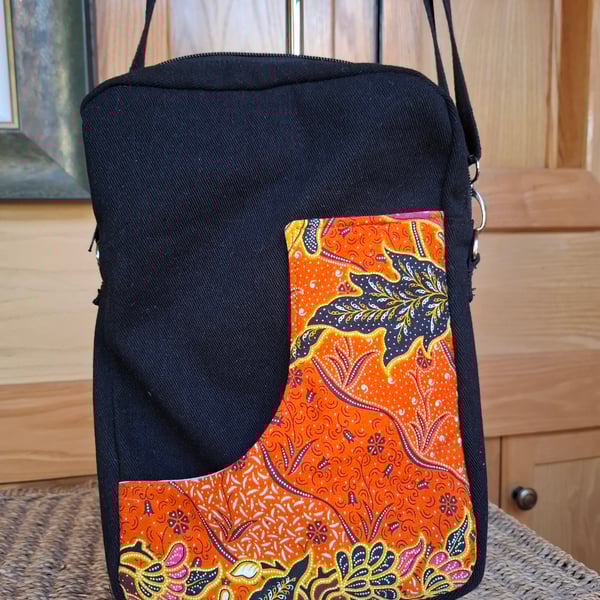 Black and orange print bag