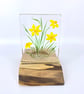 Fused Glass  Daffodils in a Handcrafted Spalted Wood Tea Light Holder - Image 2