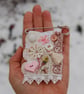 Textile art hand stitched brooch in a romantic style.  Kilt pin.