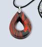 Deep Red and Black Marbled Glasses Holder Necklace Teardrop Pendant