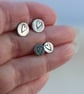Recycled Sterling Silver Rustic Folk Heart Stud Earrings - Image 4