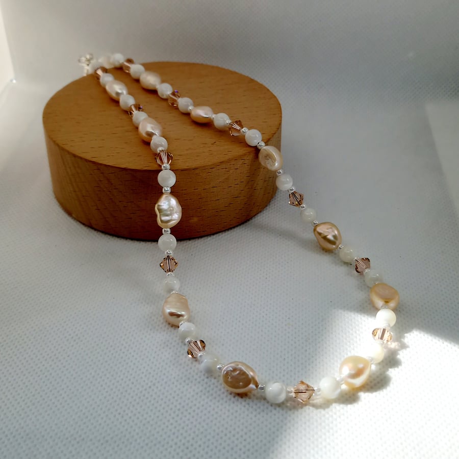 Freshwater Pearl and Swarovski Necklace