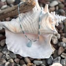 Blue Seaglass and seed beads necklace