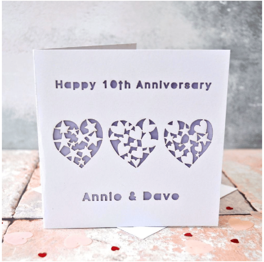 Personalised Laser Cut Anniversary Heart Card