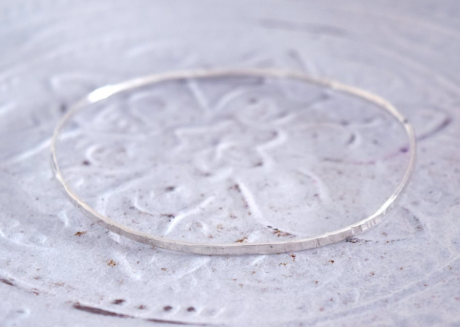 Sterling Silver Hammered narrow Bangle