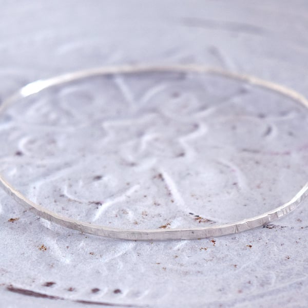 Sterling Silver Hammered narrow Bangle