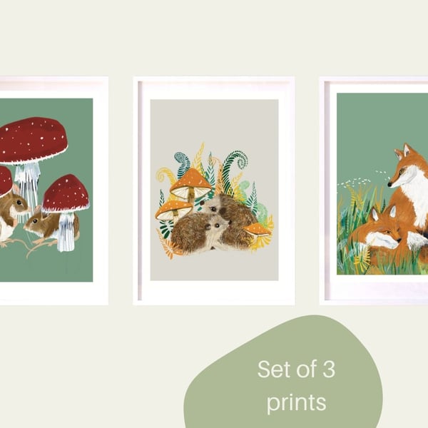 Animal art print set nursery playroom children’s bedroom special offer