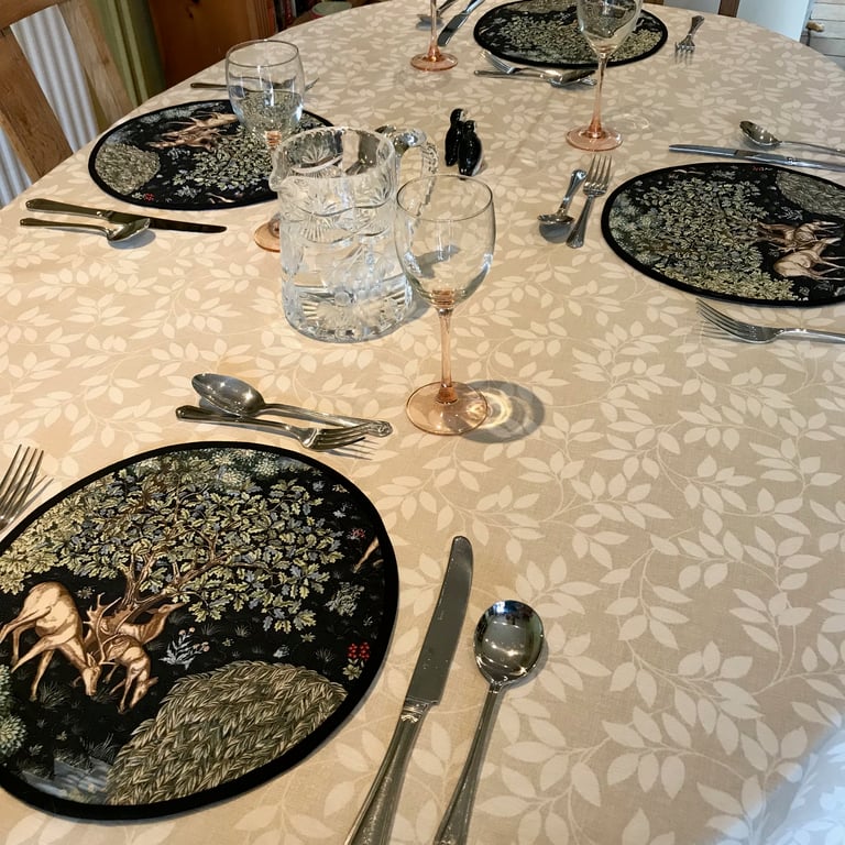 Enchanted Forest:  set of four quilted fabric Peerless Placemats