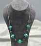 Cream and emerald green lampwork glass Swarovski Crystal and haematite necklace - Image 9