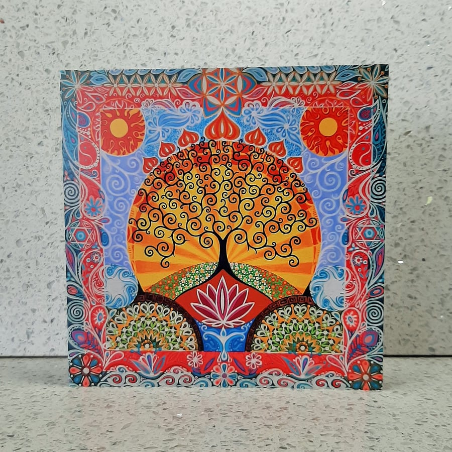 Lotus Flower Card, Tree of Life Card, Buddhist Elements Card