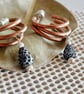 Weathered agate & copper hoop earrings; textured drop earrings - Image 1