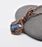 Wire Wrapped Faceted Blue Labradorite and Copper Pendant - Image 7