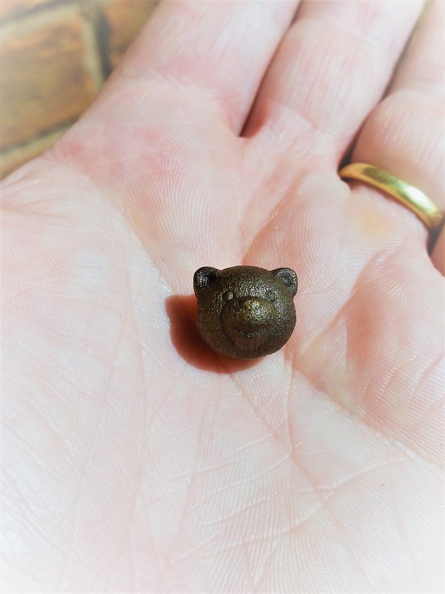 Cute Bear Charm Bead. Bronze Steel Animal Charm