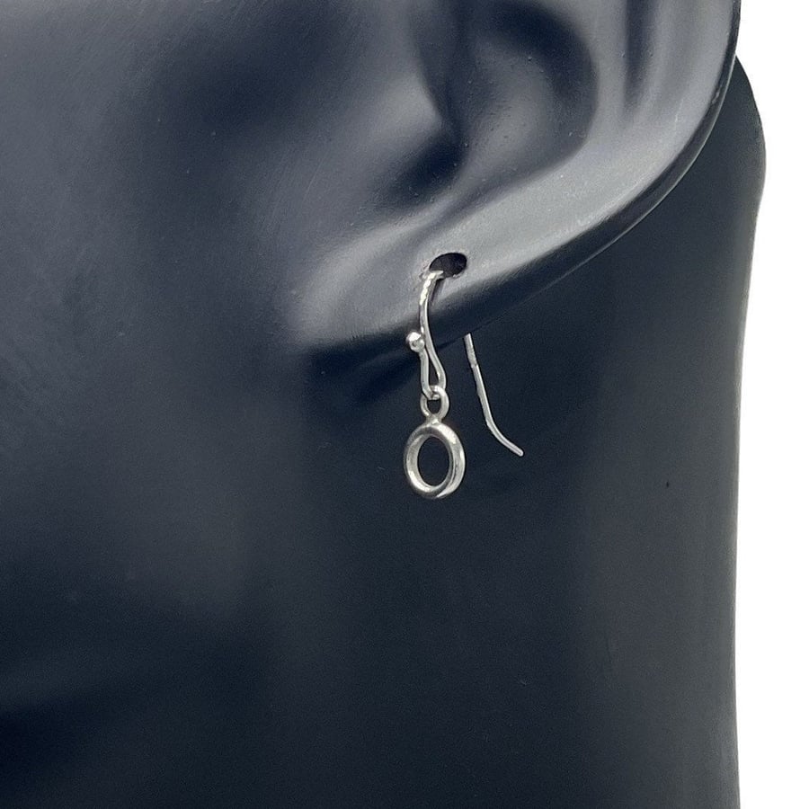Textured Silver Circle Hook Earrings 