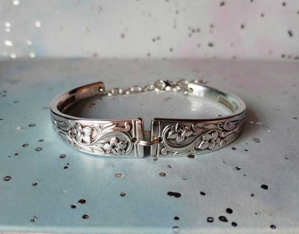Handmade silver plated spoon handle bracelet. 