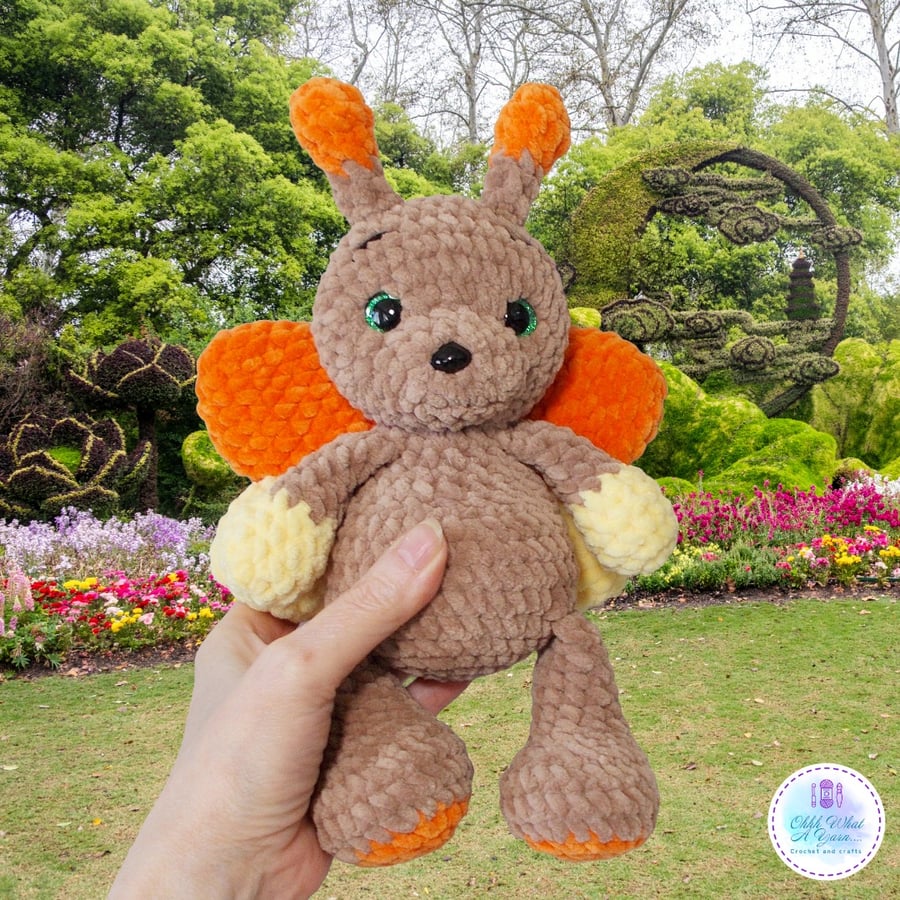 Crochet orange and yellow butterfly soft toy. Butterfly plushie. UKCA tested.