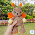 Crochet orange and yellow butterfly soft toy. Butterfly plushie. UKCA tested.