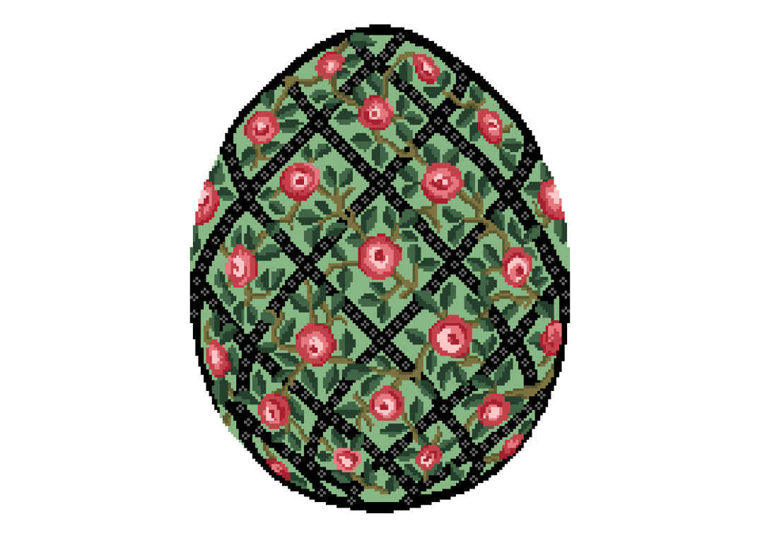 120 - Cross Stitch Imperial Egg Golden Rose Trellis - Modern Easter Egg