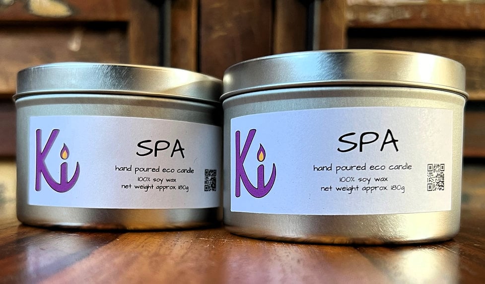 Spa scented soy candle in a silver tin