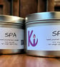 Spa scented soy candle in a silver tin