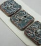 3 Medium Sedge Green Leaf Texture Square Ceramic Buttons - Image 2