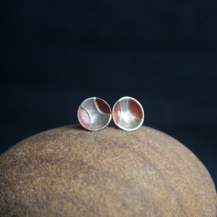 Copper and Silver Cup Studs