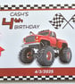 Monster trucks boys Birthday Guest book, red monster trucks birthday book - Image 1