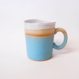 Mug satin Turquoise dipped glaze Cast durable stoneware.