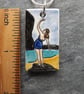 Handmade Ceramic Rock Goddess pendant in blue and turquoise - Image 4
