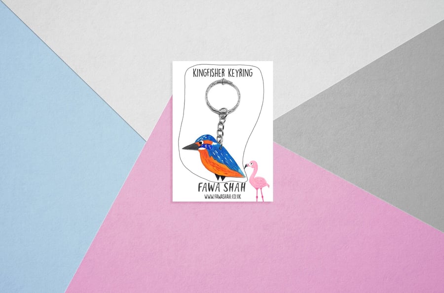 Kingfisher Keyring - Handpainted - Bag Charm