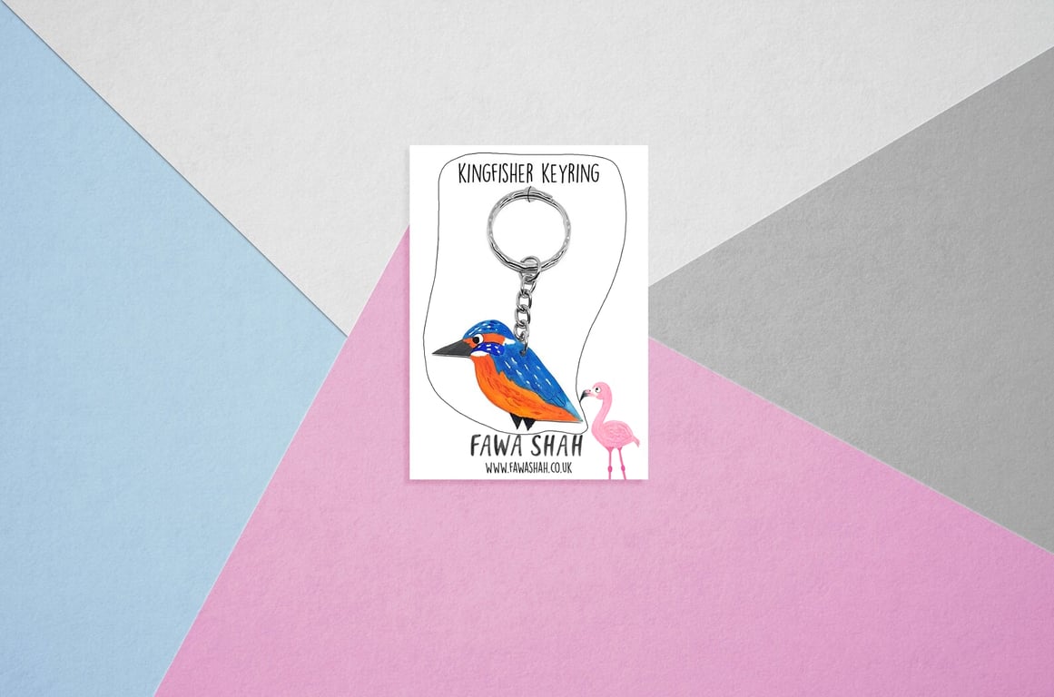 Kingfisher Keyring - Handpainted - Bag Charm