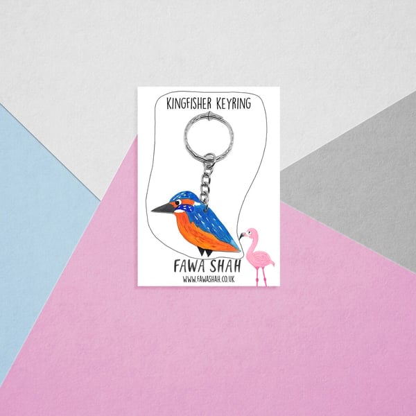 Kingfisher Keyring - Handpainted - Bag Charm