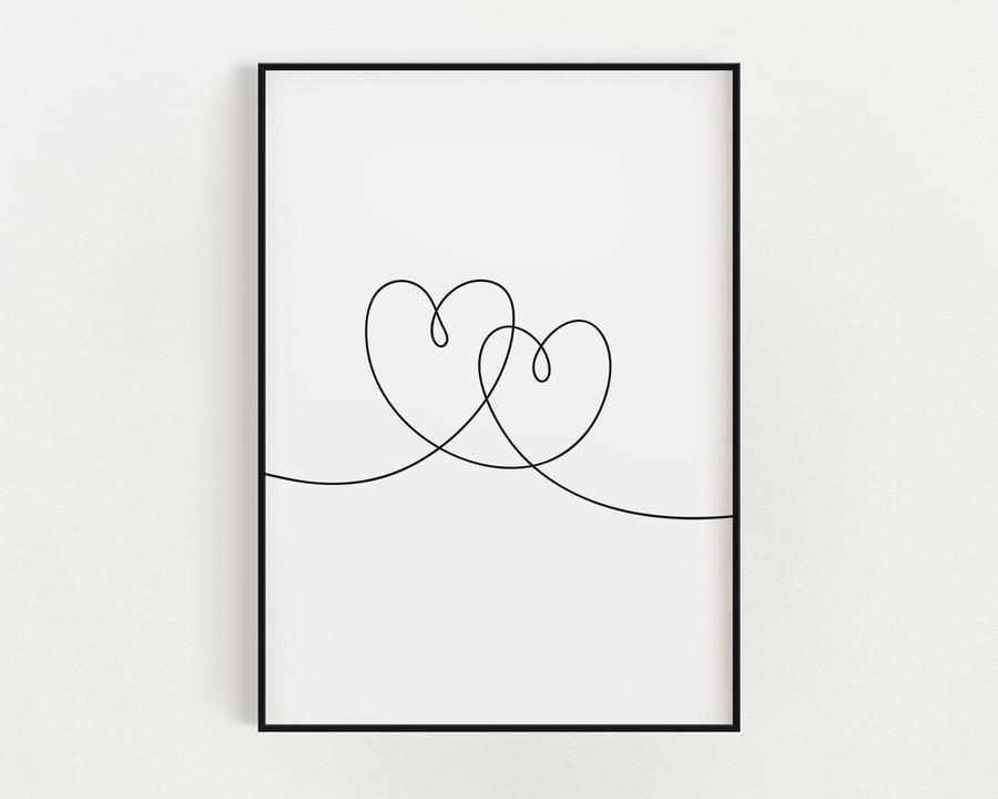 LINE ART DRAWING, Heart Line Drawing Print, Abstract Line Art, Heart Drawing