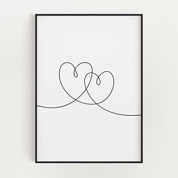 LINE ART DRAWING, Heart Line Drawing Print, Abstract Line Art, Heart Drawing