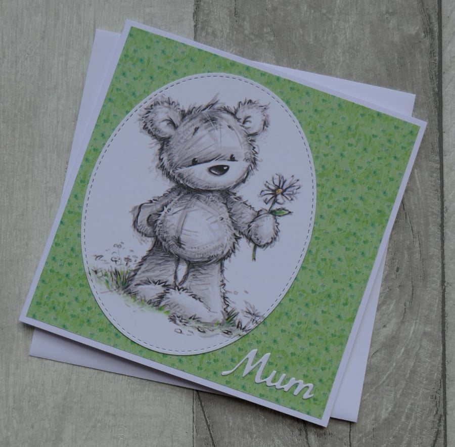 James Bear with Daisy - Mum - Birthday or Mother's Day Card