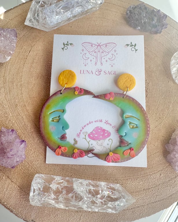 Moon Polymer Clay earrings