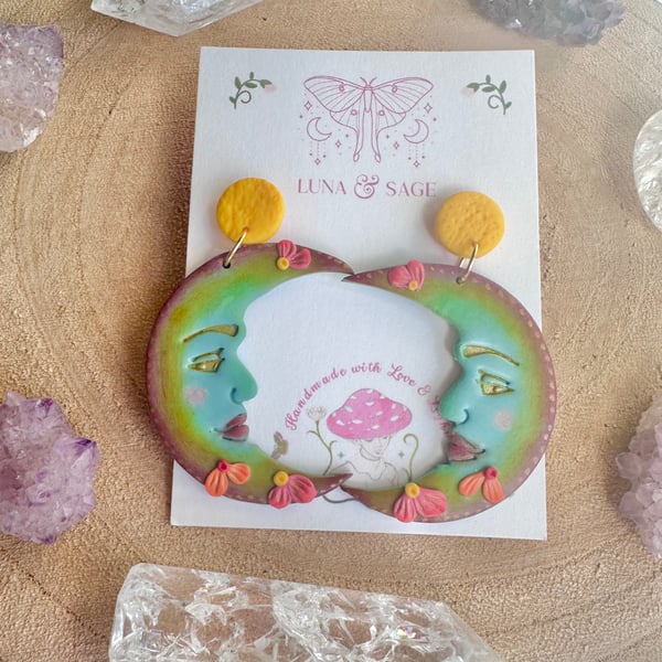 Moon Polymer Clay earrings