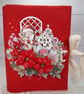 Handmade Christmas Scrapbook Album. Red Velvet Photo Album. 