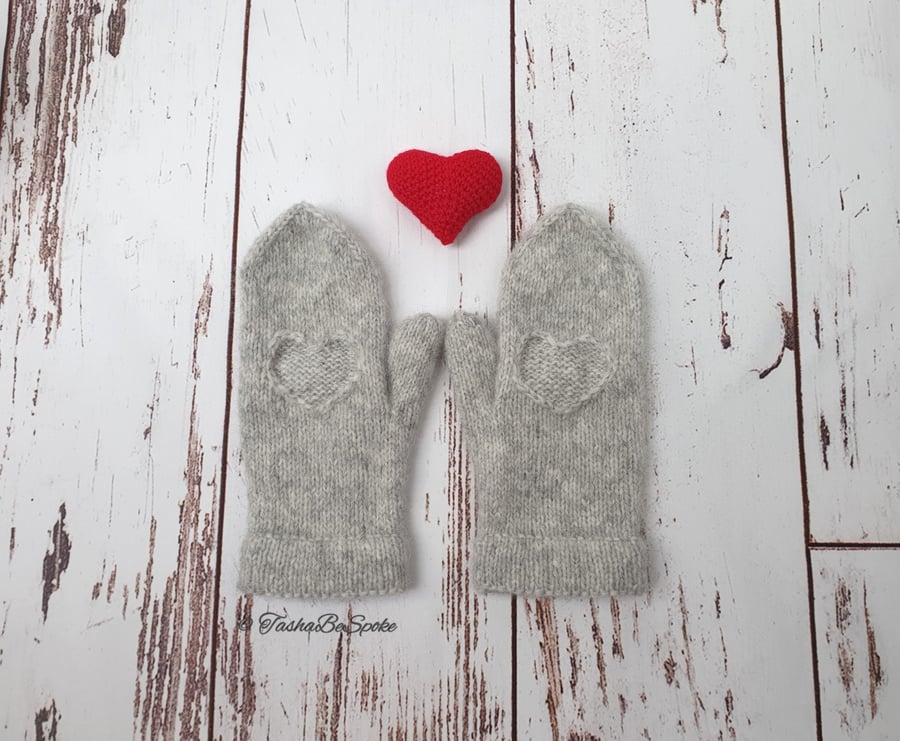 Knitted alpaca women mittens Winter luxury mittens Valentine's gift for women 