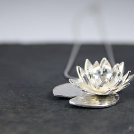 Water Lily Pendant, Summer Flower Necklace