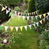 Bunting - Yellow, Green and Peach - 30 ft long 50 flags
